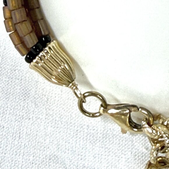 REIMAGINED Multi-Strand Glass Bead Bracelet with Gold-Tone Clasp - Picture 6 of 7